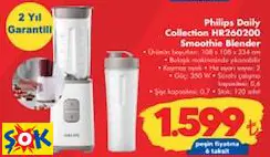 PHİLİPS DAİLY COLLECTİON HR260200 SMOOTHİE BLENDER